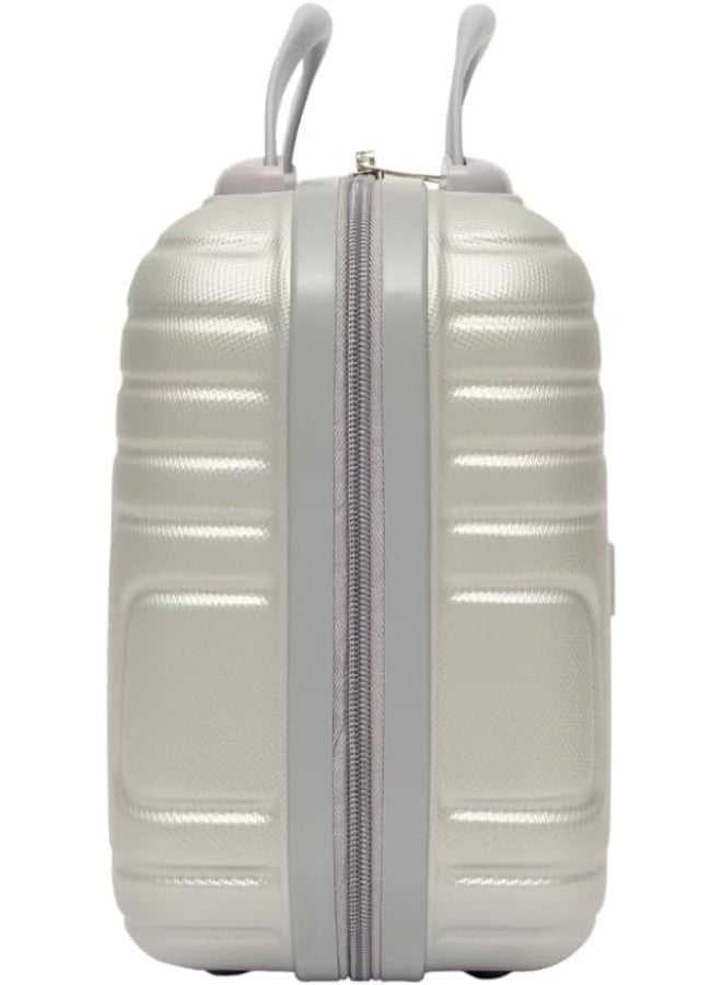 حقيبة مكياج رويال ترافل الصلبة بتصميم متاهة مقاس 13.5 بوصة، حقيبة مكياج محمولة مزودة بحزام مطاطي متعدد الجيوب، فضية اللون - Image 4